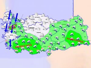 25 il için sarı ve turuncu kodlu uyarı 