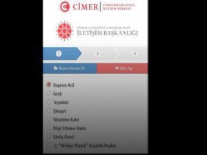 CİMER’de Deprem acil başlığı kullanıma hazır 