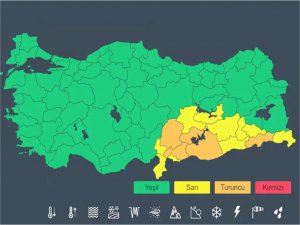 15 ile turuncu ve sarı uyarı